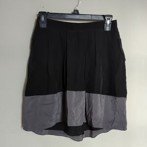 Madewell silk blend skirt black + gray pleated high-low women's size XS
